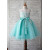 Turquoise Tulle Ivory Lace V Back Knee Length Flower Girl Dress